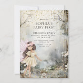Eerste verjaardag van het feeënmeisje betoverd bos kaart (Voorkant)