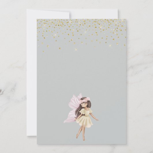 Eerste verjaardag van het feeënmeisje betoverd bos kaart (Achterkant)