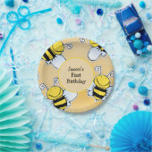 Eerste verjaardag van het glimlachen van honingbij papieren bordje (Feest)