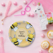 Eerste verjaardag van het glimlachen van honingbij papieren bordje (Feest)
