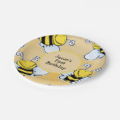 Eerste verjaardag van het glimlachen van honingbij papieren bordje (Gekanteld)