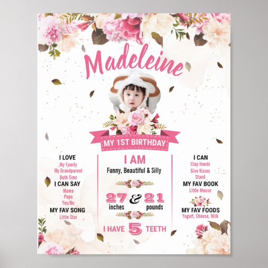 Eerste verjaardag van het kindermeisje poster (Voorkant)