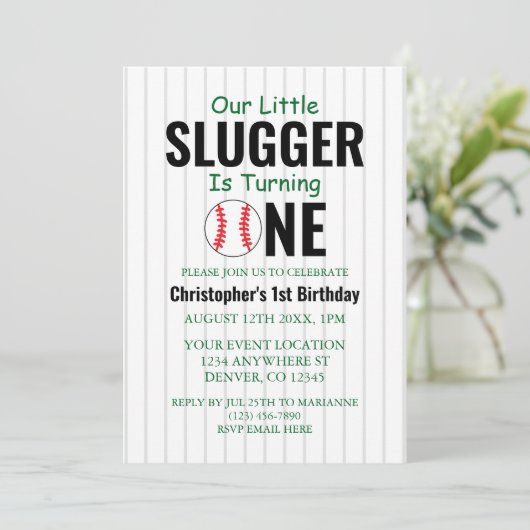 Eerste verjaardag van het kleine slokdBaseball Kaart (Staand voorkant)