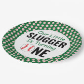 Eerste verjaardag van het kleine slokdBaseball Papieren Bordje (Gekanteld)