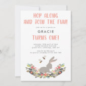 Eerste verjaardag van het konijnenfeest kaart (Voorkant)