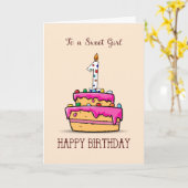 Eerste verjaardag van het meisje, 1 op de zoete ro kaart (Gele Bloem)