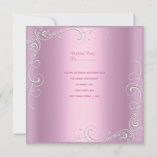 Eerste verjaardag van het meisje roze zilver ster kaart (Achterkant)