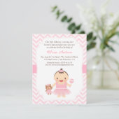 Eerste verjaardag van het meisje van Ballerina Kaart (Staand voorkant)