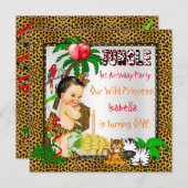 Eerste verjaardag van het Oerwoud Safari Wild Brun Kaart (Voorkant / Achterkant)