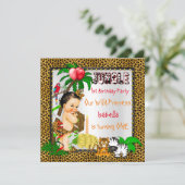 Eerste verjaardag van het Oerwoud Safari Wild Brun Kaart (Staand voorkant)