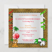 Eerste verjaardag van het Oerwoud Safari Wild Brun Kaart (Achterkant)