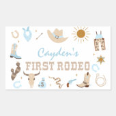 Eerste verjaardag van het rodeo-pastel rechthoekige sticker (Voorkant)