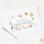Eerste verjaardag van het rodeo-pastel rechthoekige sticker (Envelop)