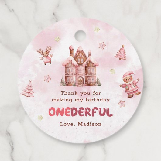 Eerste verjaardag van het roze ontbijt bedankjes labels (Achterkant)