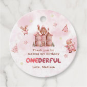 Eerste verjaardag van het roze ontbijt bedankjes labels (Voorkant)