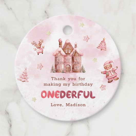 Eerste verjaardag van het roze ontbijt bedankjes labels (Voorkant)