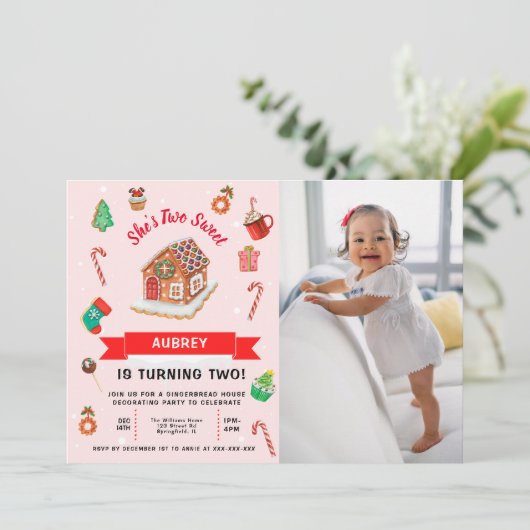 Eerste verjaardag van het roze ontbijt kaart (Staand voorkant)