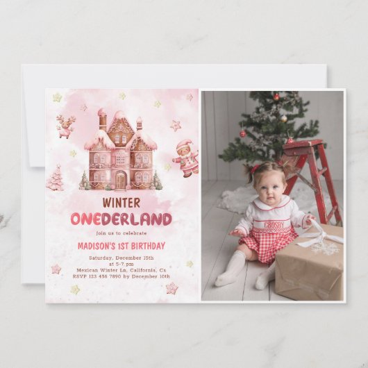 Eerste verjaardag van het roze ontbijt kaart (Voorkant)