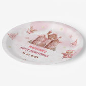 Eerste verjaardag van het roze ontbijt papieren bordje (Gekanteld)