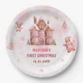 Eerste verjaardag van het roze ontbijt papieren bordje (Voorkant)