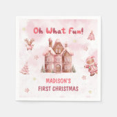 Eerste verjaardag van het roze ontbijt servet (Voorkant)