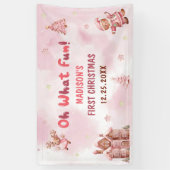 Eerste verjaardag van het roze ontbijt spandoek (Verticaal)