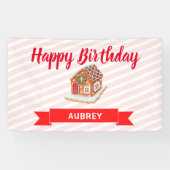 Eerste verjaardag van het roze ontbijt spandoek (Horizontaal)