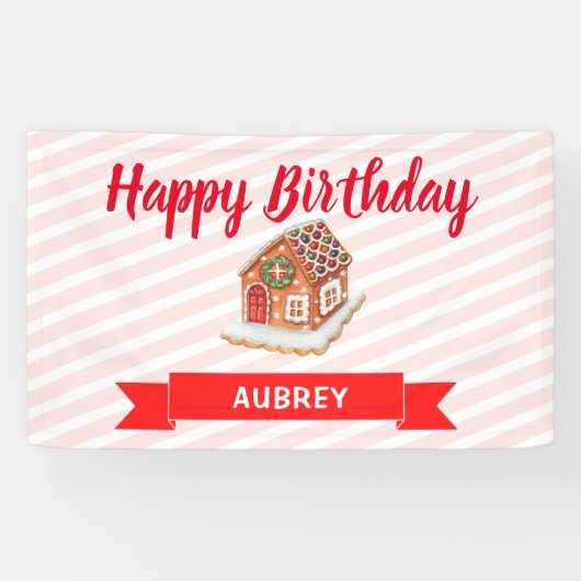 Eerste verjaardag van het roze ontbijt spandoek (Horizontaal)