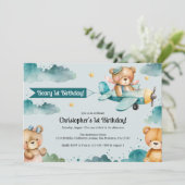 Eerste verjaardag van het vliegtuig van Cute Boy Kaart (Staand voorkant)
