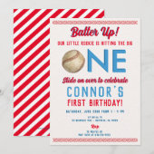 eerste verjaardag van honkbal gedrukt of digitaal kaart (Voorkant / Achterkant)
