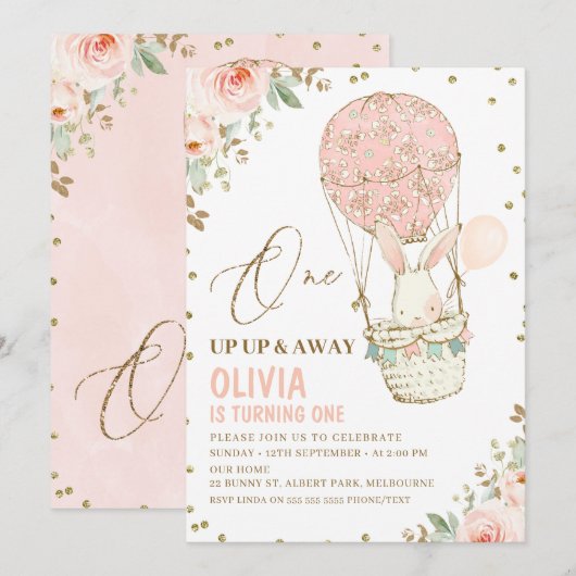 Eerste verjaardag van Invi van de luchtballon in-  Kaart (Voorkant / Achterkant)