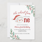 Eerste verjaardag van kerstdag Snowman Holly Kaart (Voorkant)