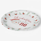 Eerste verjaardag van kerstdag Snowman Holly Papieren Bordje (Gekanteld)