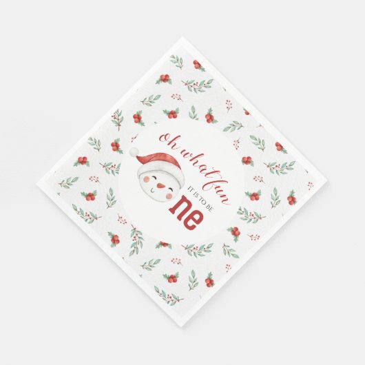 Eerste verjaardag van kerstdag Snowman Holly Servet (Hoek)