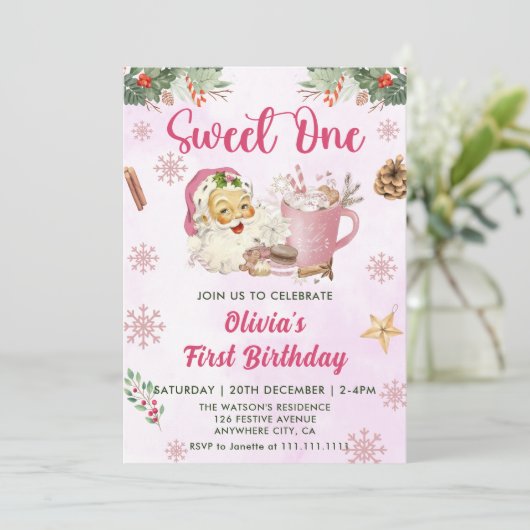 Eerste verjaardag van kerstfeest kaart (Staand voorkant)