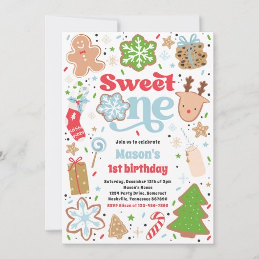 Eerste verjaardag van kerstfeest kaart (Voorkant)