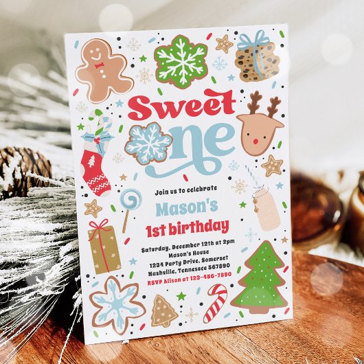 Eerste verjaardag van kerstfeest kaart