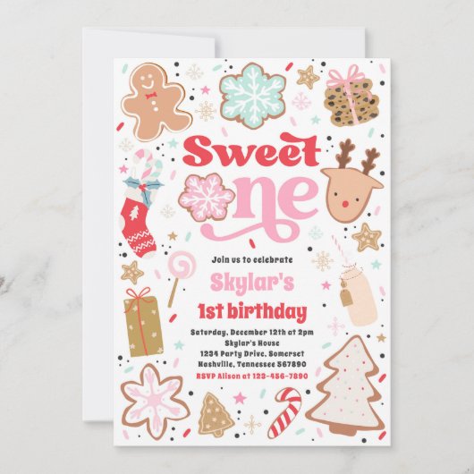 Eerste verjaardag van kerstfeest kaart (Voorkant)