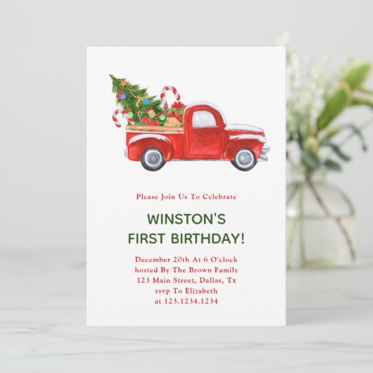 Eerste verjaardag van kerstfeest op de tribune kaart (Staand voorkant)