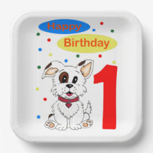 Eerste verjaardag van kind Cute Puppy en Colorfett