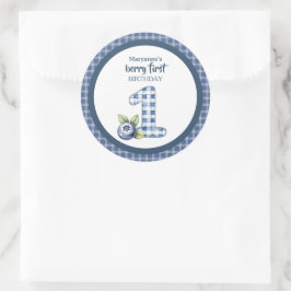 Eerste verjaardag van kind met blauwe bes ronde sticker