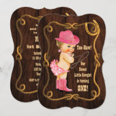 Eerste verjaardag van Kleine Cowgirl Kaart (Voorkant / Achterkant)