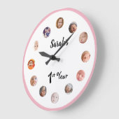 Eerste verjaardag van kleine meid, 12 maanden foto grote klok (Hoek)