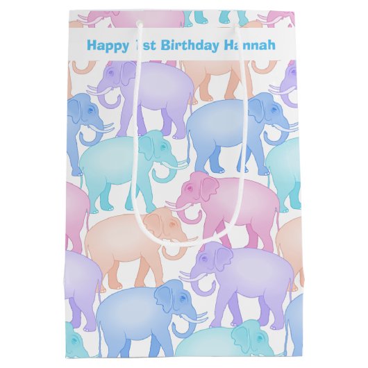 Eerste verjaardag van kleine meisjes of jongen Ele Medium Cadeauzakje (Achterkant)