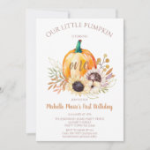 Eerste verjaardag van kleine pomkin-meisje kaart (Voorkant)