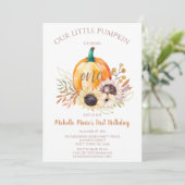 Eerste verjaardag van kleine pomkin-meisje kaart (Staand voorkant)