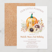 Eerste verjaardag van kleine pomkin-meisje kaart (Voorkant / Achterkant)