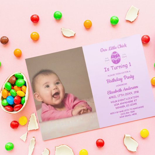 Eerste verjaardag van Little Chick Easter Kaart