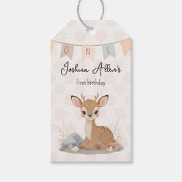Eerste verjaardag van Little Fawn Woodland Cadeaulabel