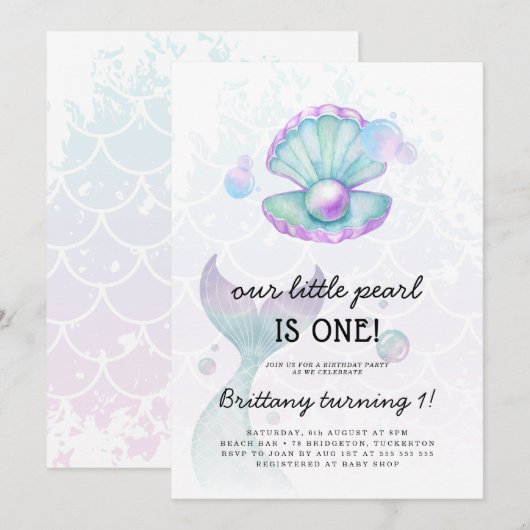 Eerste verjaardag van Little Pearl Kaart (Voorkant / Achterkant)